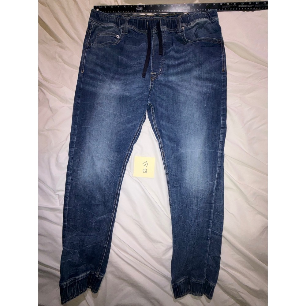 American Eagle Active Denim Joggers Mens Large Medium Wash Blue T11-23